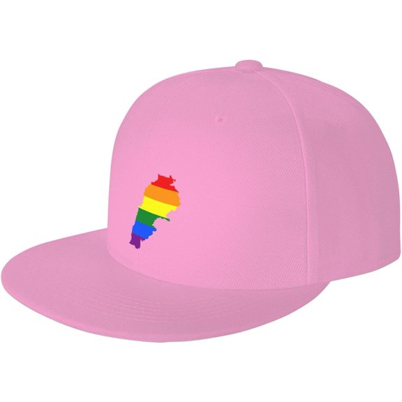 LGBT Flag Map of Lebanon Snapback Hats for Men Women Baseball Cap Adjustable Flat Bill Sun Hat