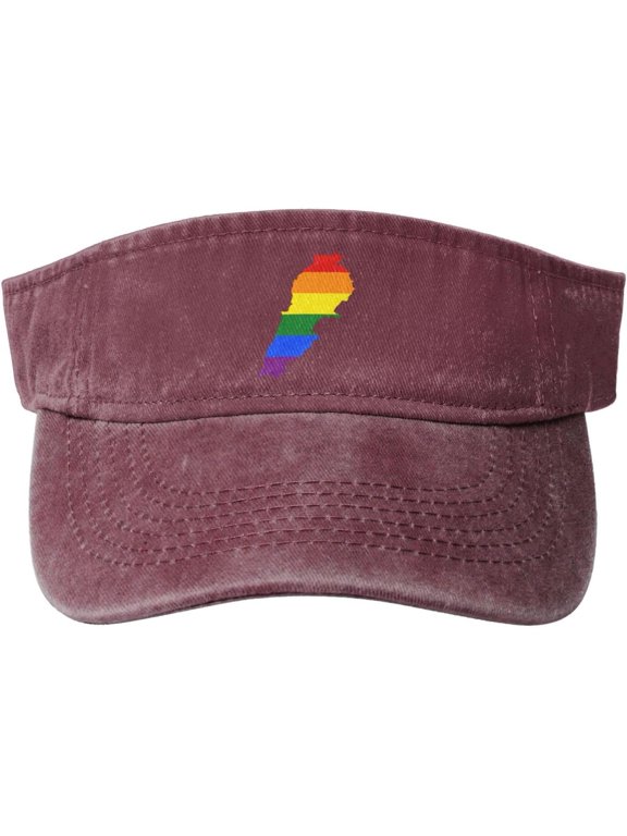 LGBT Flag Map of Lebanon Sun Visor Hats for Women Men Sun Hat Cotton Golf Hat Vintage Baseball Cap
