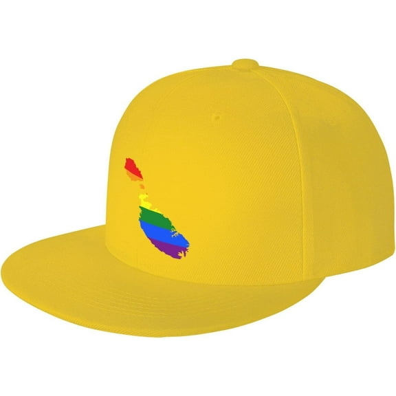 LGBT Flag Map of Malta Snapback Hats for Men Women Baseball Cap Adjustable Flat Bill Sun Hat