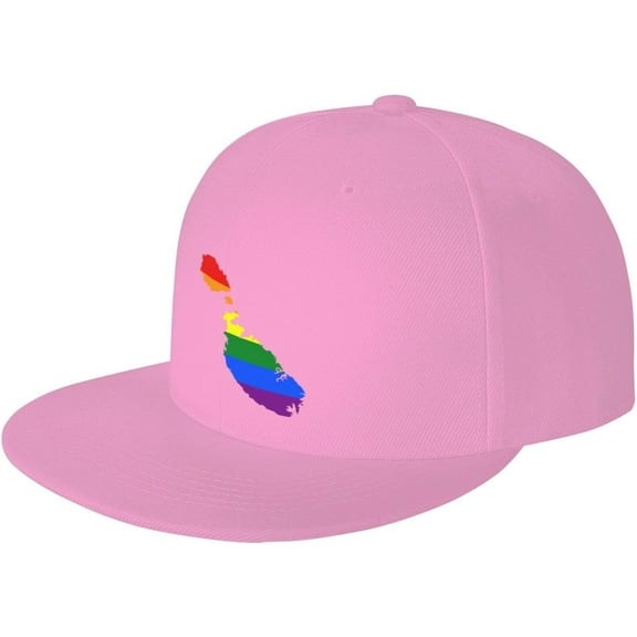 LGBT Flag Map of Malta Snapback Hats for Men Women Baseball Cap Adjustable Flat Bill Sun Hat