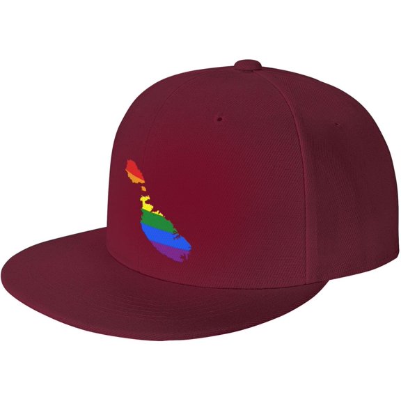 LGBT Flag Map of Malta Snapback Hats for Men Women Baseball Cap Adjustable Flat Bill Sun Hat