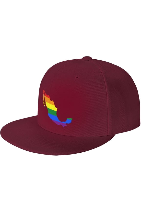 LGBT Flag Map of Mexico Snapback Hats for Men Women Baseball Cap Adjustable Flat Bill Sun Hat