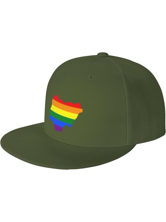 LGBT Flag Map of Nigeria Snapback Hats for Men Women Baseball Cap Adjustable Flat Bill Sun Hat
