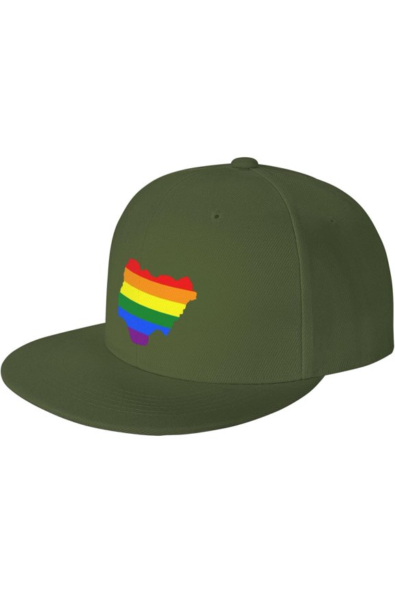 LGBT Flag Map of Nigeria Snapback Hats for Men Women Baseball Cap Adjustable Flat Bill Sun Hat