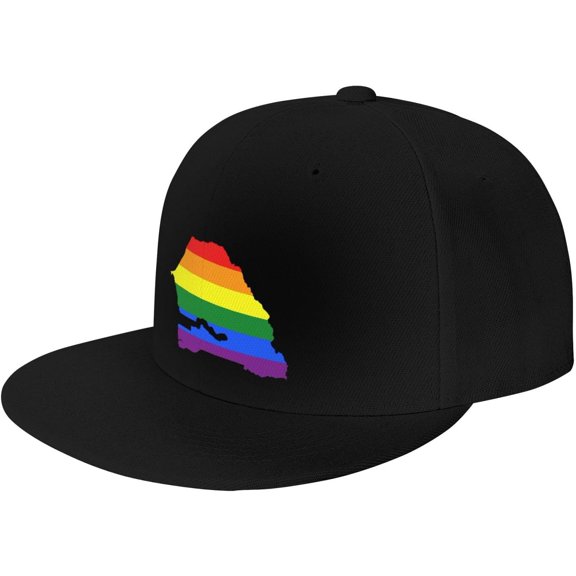 LGBT Flag Map of Senegal Snapback Hats for Men Women Baseball Cap Adjustable Flat Bill Sun Hat