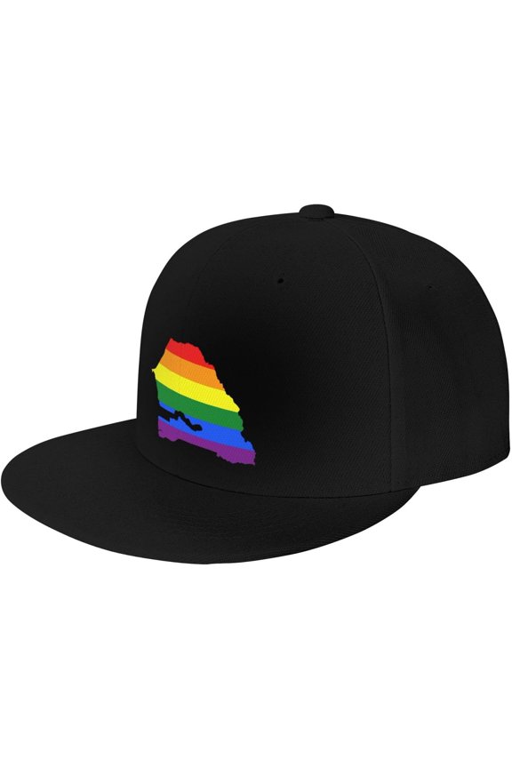 LGBT Flag Map of Senegal Snapback Hats for Men Women Baseball Cap Adjustable Flat Bill Sun Hat