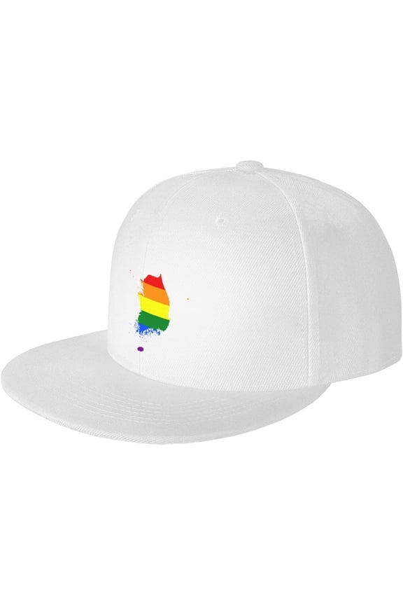LGBT Flag Map of South Korea Snapback Hats for Men Women Baseball Cap Adjustable Flat Bill Sun Hat