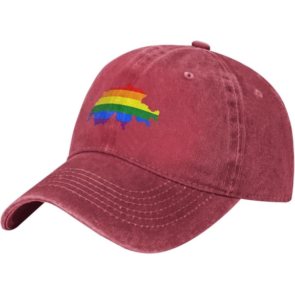 LGBT Flag Map of Switzerland Baseball Cap Women Men Hat Vintage Trucker Sun Hat Dad Cowboy Hats