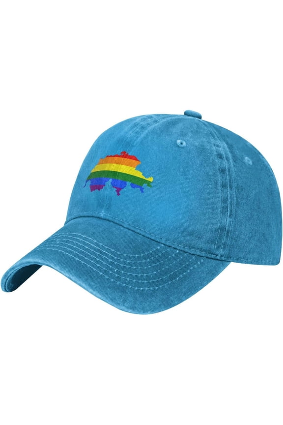 LGBT Flag Map of Switzerland Baseball Cap Women Men Hat Vintage Trucker Sun Hat Dad Cowboy Hats