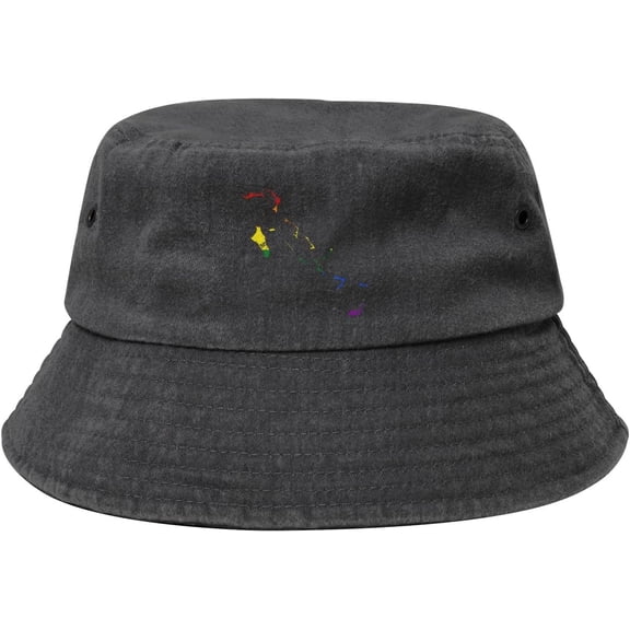 LGBT Flag Map of The Bahamas Bucket Hat for Women Men Outdoor Sun Hat Summer Beach Travel Fishing Cap