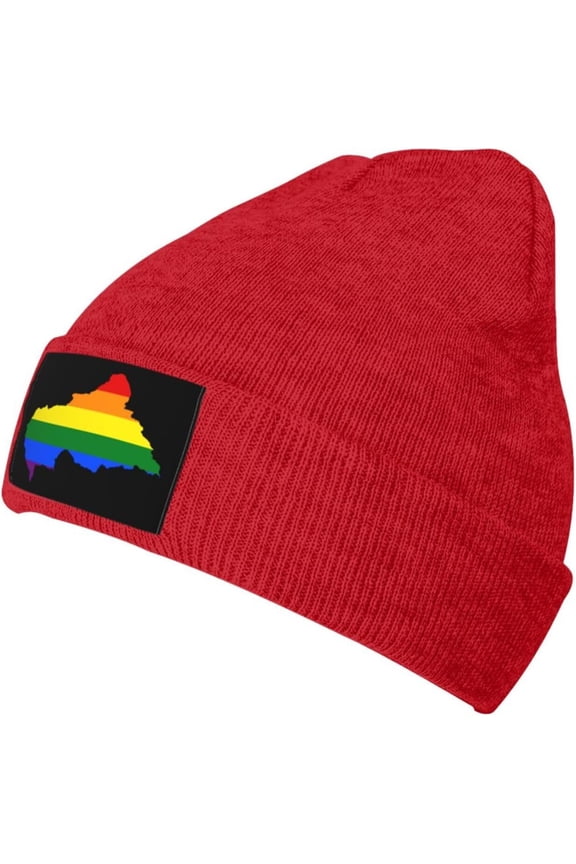 LGBT Flag Map of The Central African Republic Beanie Hat for Men Women Skull Cap Winter Warm Knit Hats