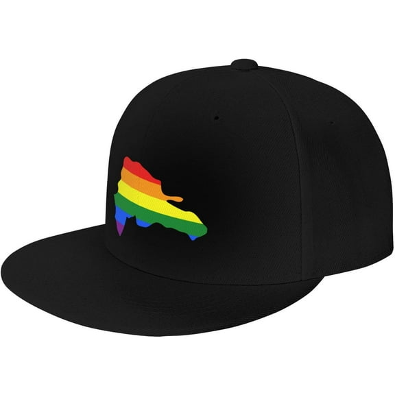 LGBT Flag Map of The Dominican Republic Snapback Hats for Men Women Baseball Cap Adjustable Flat Bill Sun Hat