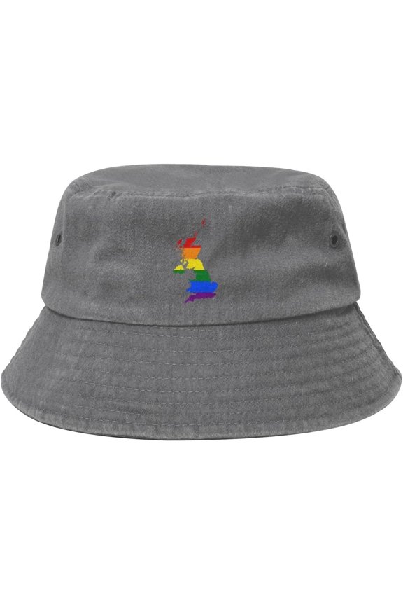LGBT Flag Map of The United Kingdom Bucket Hat for Women Men Outdoor Sun Hat Summer Beach Travel Fishing Cap
