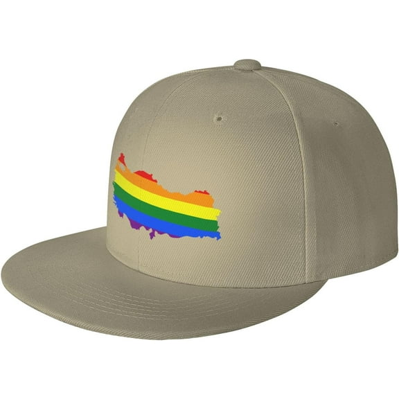 LGBT Flag Map of Turkey Snapback Hats for Men Women Baseball Cap Adjustable Flat Bill Sun Hat