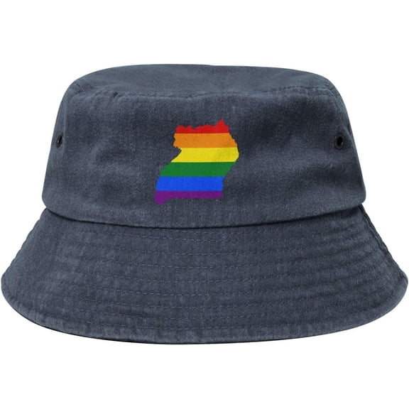 LGBT Flag Map of Uganda Bucket Hat for Women Men Outdoor Sun Hat Summer Beach Travel Fishing Cap