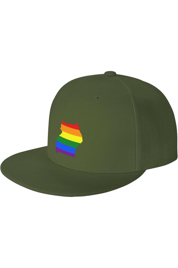 LGBT Flag Map of Uganda Snapback Hats for Men Women Baseball Cap Adjustable Flat Bill Sun Hat