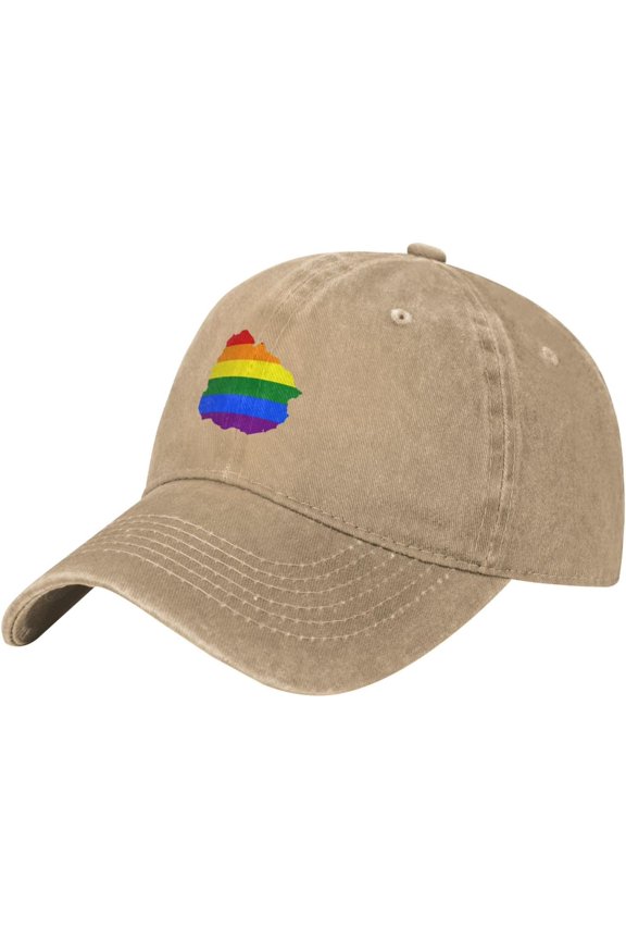 LGBT Flag Map of Uruguay Baseball Cap Women Men Hat Vintage Trucker Sun Hat Dad Cowboy Hats