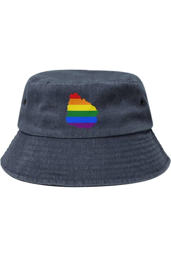 LGBT Flag Map of Uruguay Bucket Hat for Women Men Outdoor Sun Hat Summer Beach Travel Fishing Cap