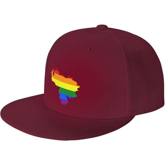 LGBT Flag Map of Venezuela Snapback Hats for Men Women Baseball Cap Adjustable Flat Bill Sun Hat