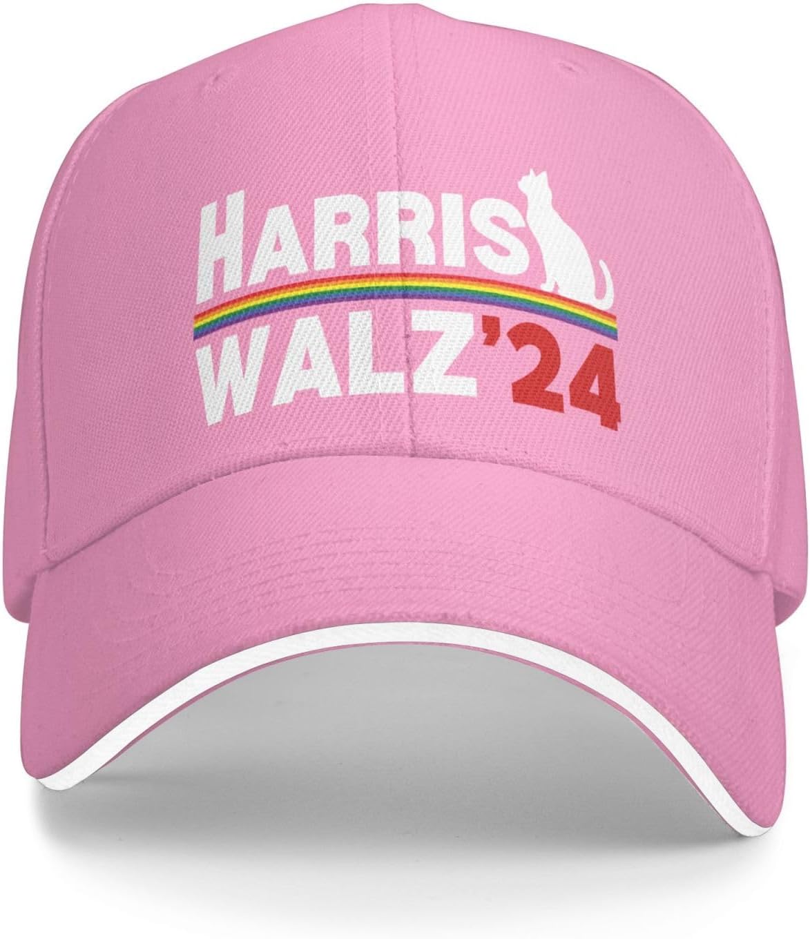 LGBT Funny Cat for Kamala Harris Waltz HarrisWalz 2024 Adjustable Hat