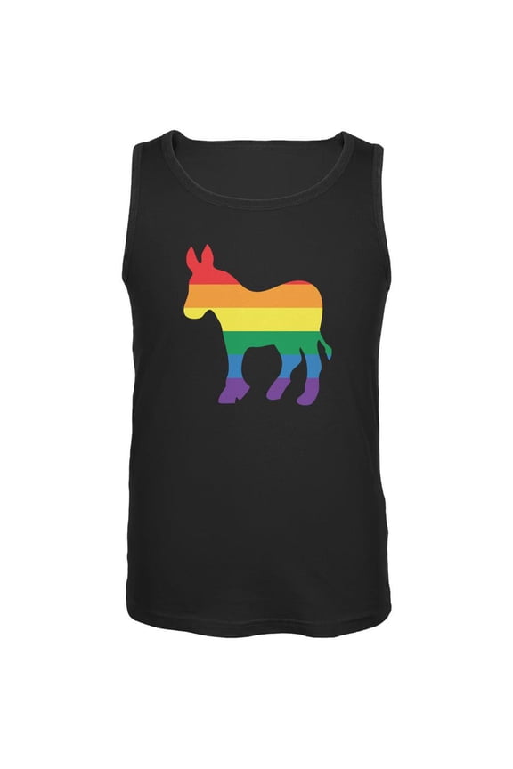 LGBT Gay Democrat Pride Donkey Black Adult Tank Top - Large