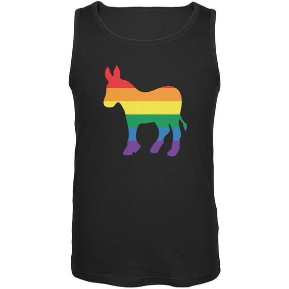 LGBT Gay Democrat Pride Donkey Black Adult Tank Top - Large