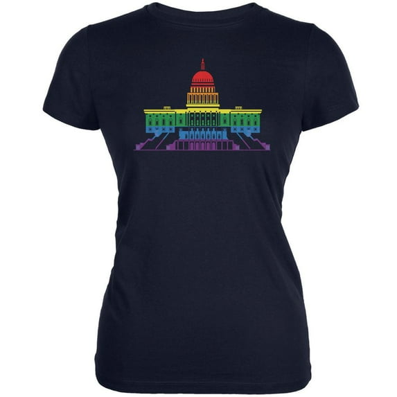 LGBT Gay Pride Capitol Building USA Navy Juniors Soft T-Shirt - 2X-Large
