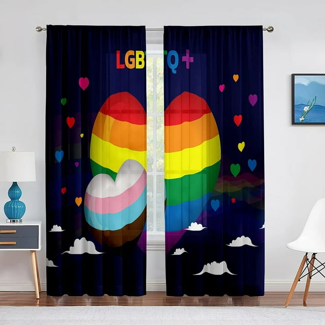 LGBT Gay Pride Colored Tulle Curtains Window Treatment for Kitchen