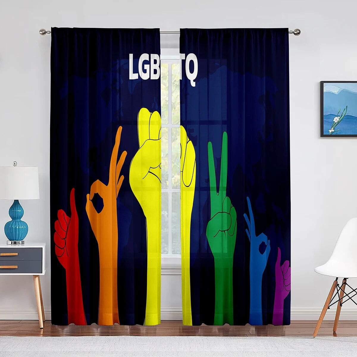 LGBT Gay Pride Colored Tulle Curtains Window Treatment for Kitchen