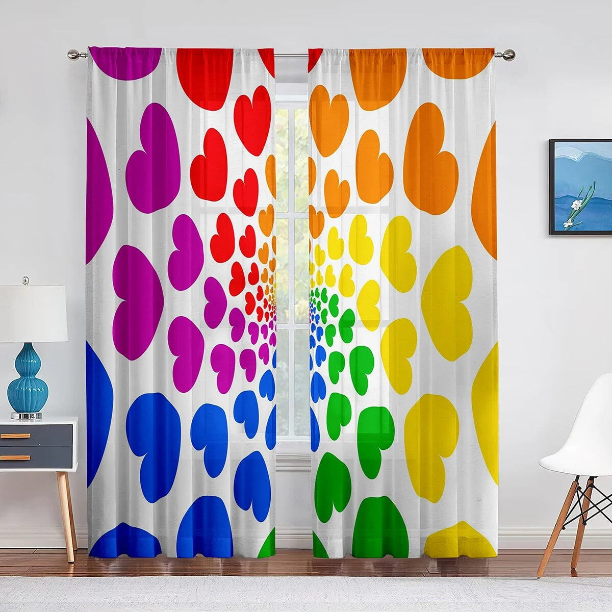 LGBT Gay Pride Colored Tulle Curtains Window Treatment for Kitchen