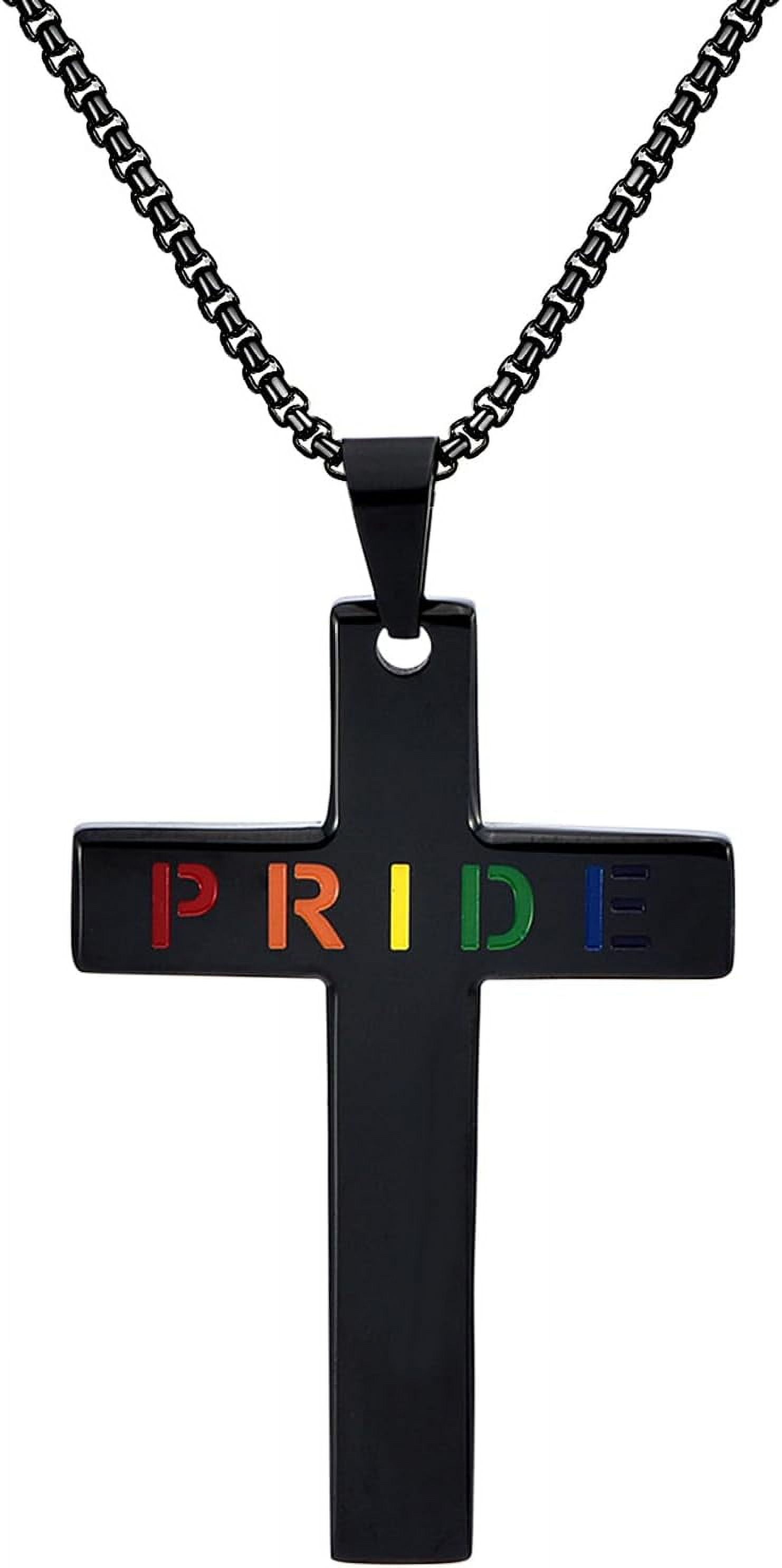LGBT Gay Pride Cross Necklace: Stainless Steel Rainbow Pendant Necklace ...