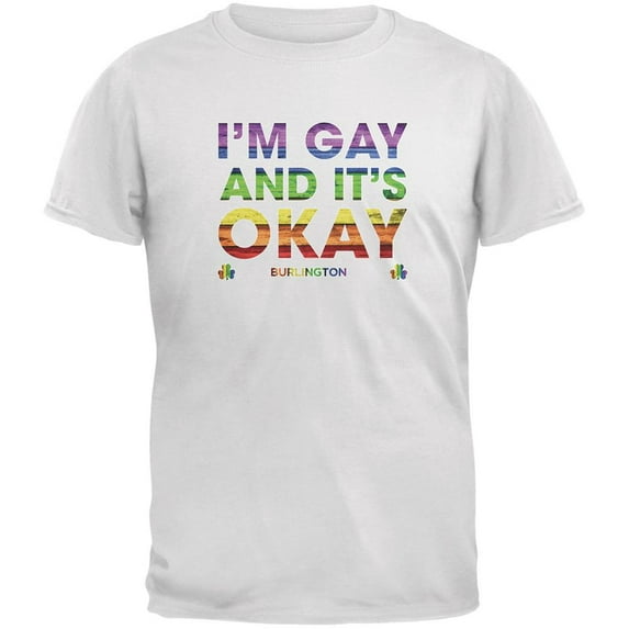 LGBT Gay Pride It's Okay I'm Gay Burlington White Adult T-Shirt - Small