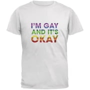 تي شيرت LGBT Gay Pride Its Okay Im Gay Generic White للبالغين - صغير