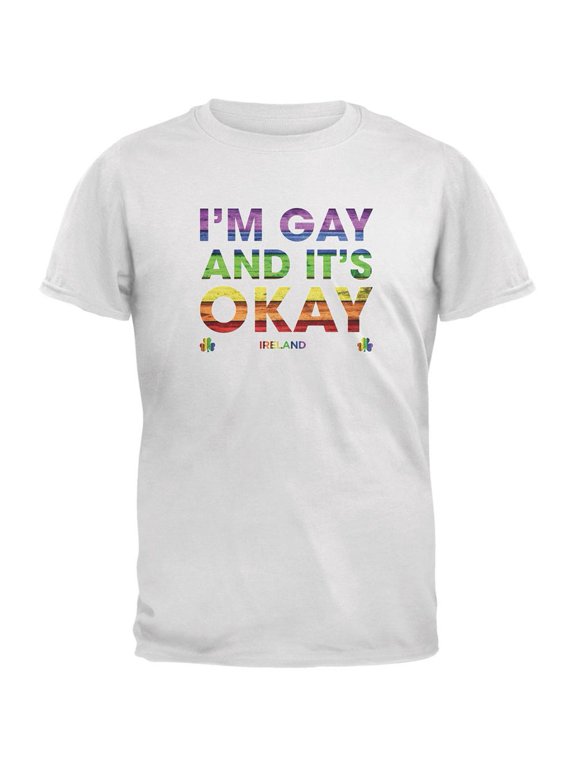 LGBT Gay Pride It's Okay I'm Gay Ireland White Adult T-Shirt - Small
