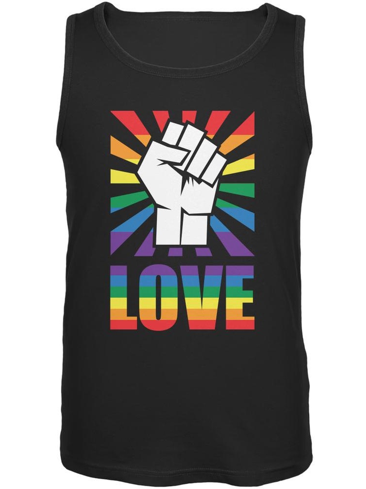 LGBT Gay Pride LOVE Raised Fist Black Adult Tank Top - Large - Walmart.com