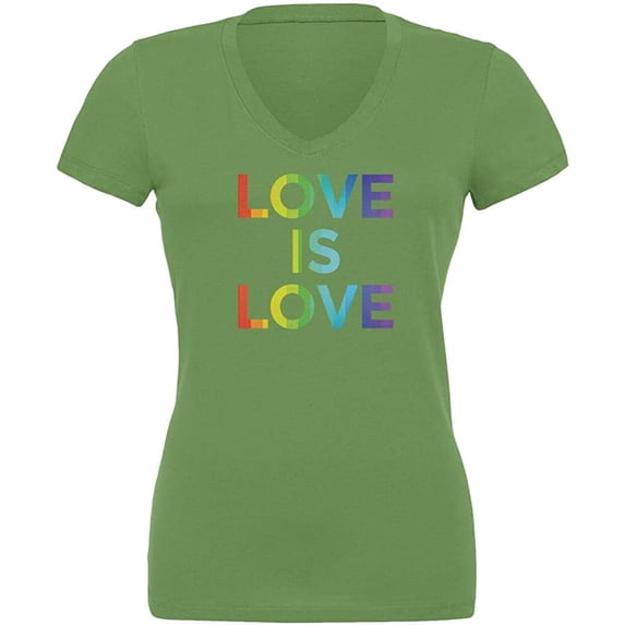LGBT Gay Pride Love is Love Juniors V-Neck T Shirt