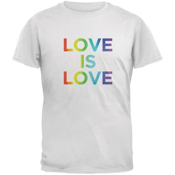 LGBT Gay Pride Love Is Love White Adult T-Shirt - 2X-Large