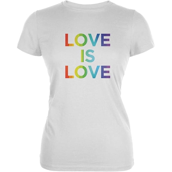 LGBT Gay Pride Love Is Love White Juniors Soft T-Shirt - X-Large