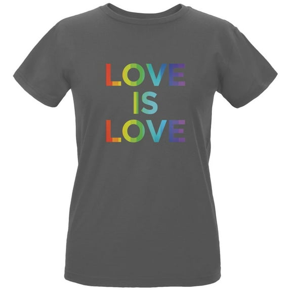 LGBT Gay Pride Love Is Love Womens Organic T Shirt Charcoal SM