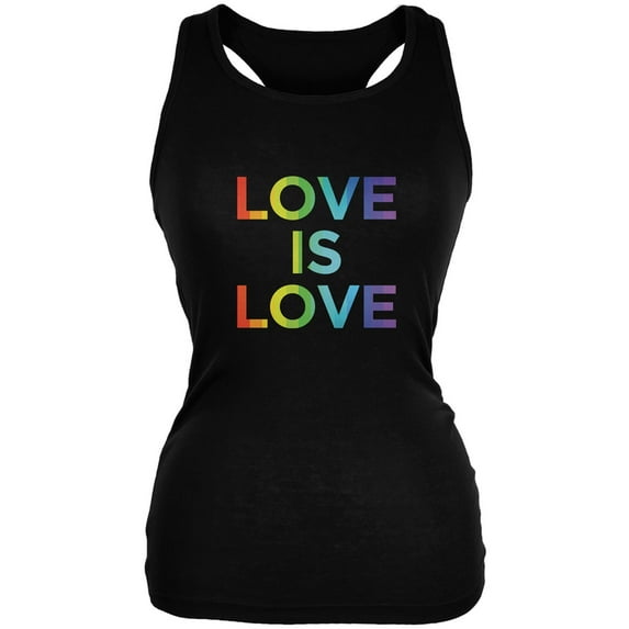LGBT Gay Pride Love is Love Black Juniors Soft Tank Top - X-Large