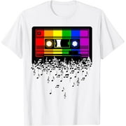LGBT Gay Pride Rainbow Flag Gift- Music Note Cassette T-Shirt