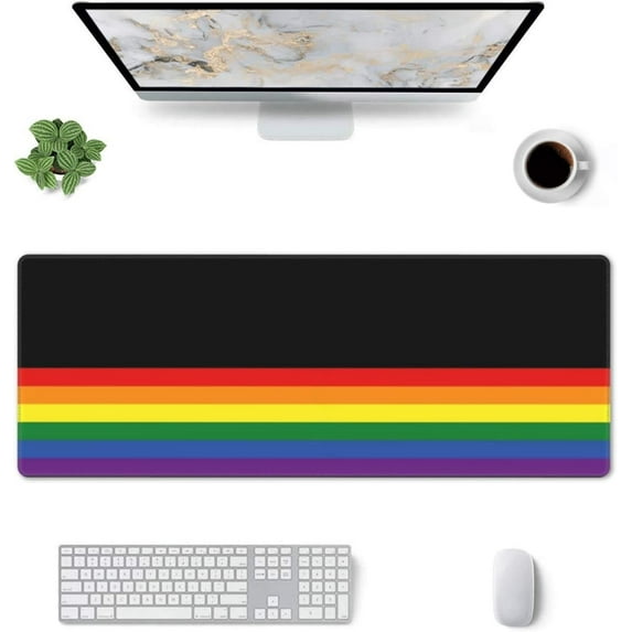 LGBT Gay Pride Rainbow Gaming Mouse Pad Pride Large Mouse Pad (31.5x11.8 Inch) Non-Slip Rubber Base Large Desk Mat Desk Protector for Home Office Gaming Work