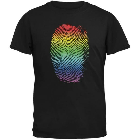 LGBT Gay Pride Rainbow Thumbprint Black Adult T-Shirt - X-Small