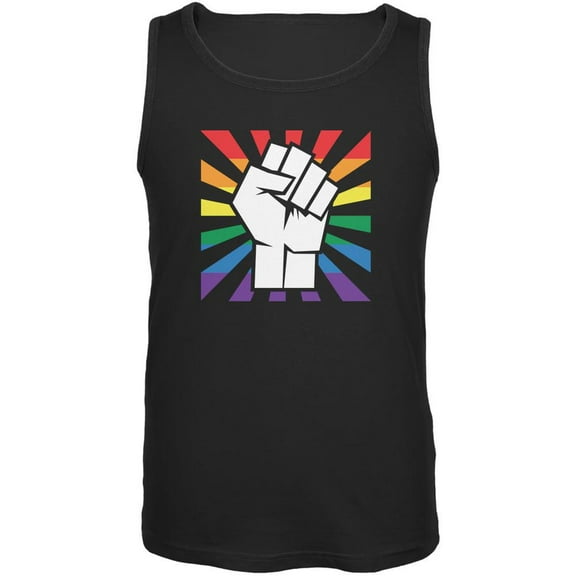 LGBT Gay Pride Raised Fist Black Adult Tank Top - Large