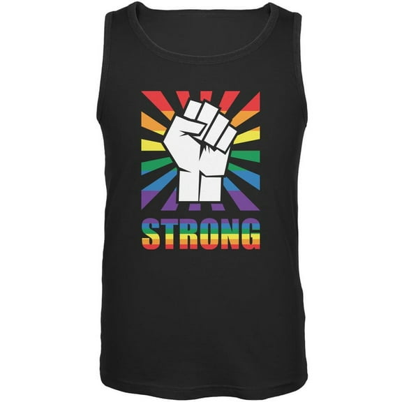 LGBT Gay Pride STRONG Raised Fist Black Adult Tank Top - Medium