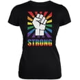 thumbnail image 1 of Old Glory LGBT Gay Pride Strong Raised Fist Black Juniors Soft T-Shirt, 1 of 1