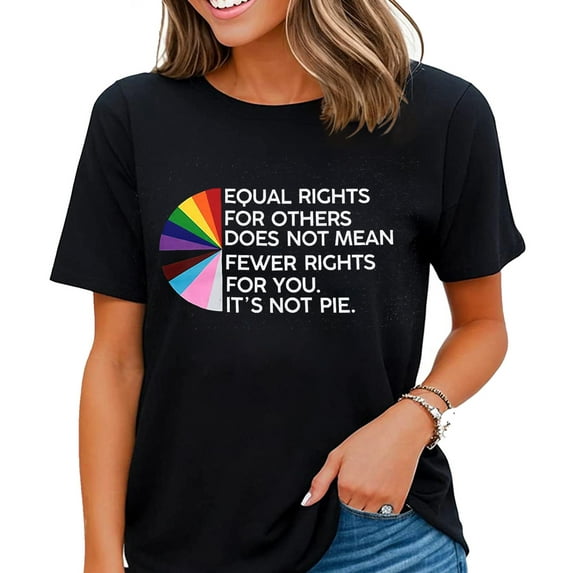 LGBT Gay Pride Shirts Women LGBTQ Equality Shirts Love Wins Rainbow Letter Print Tee Tops Black Large