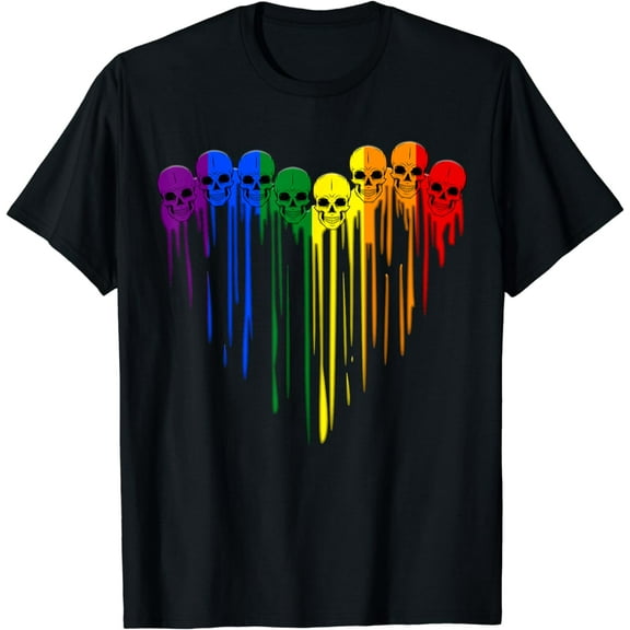 LGBT Gay Pride Skull Rainbow Heart LGBT Support T-Shirt