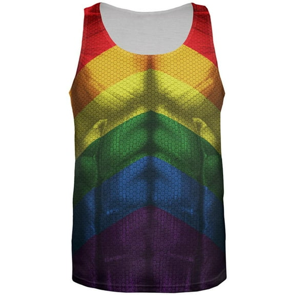 LGBT Gay Pride Superhero Costume All Over Mens Tank Top Multi SM