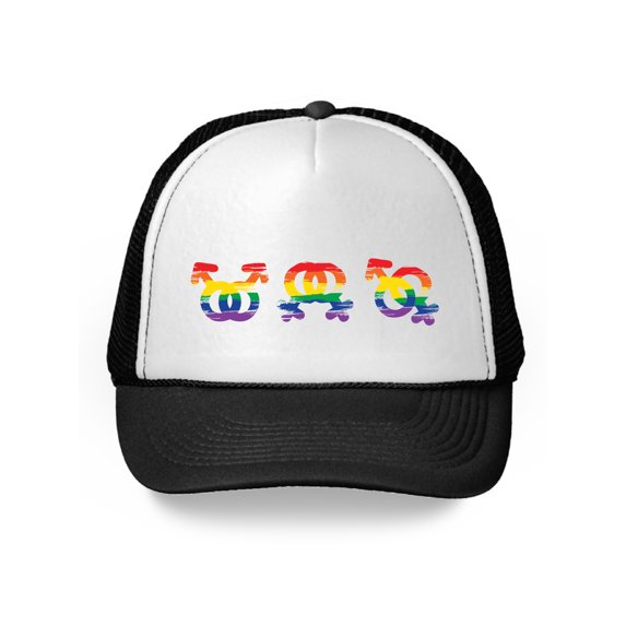 LGBT Graphic Cap Hat - Lesbian Gay Trucker Hat - Rainbow Flag Lgbt Pride Hat
